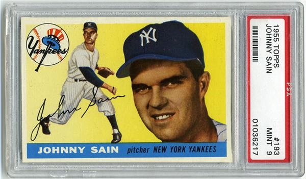 1955 Topps #193 Johnny Sain PSA 9