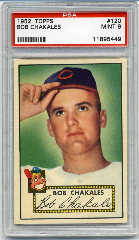 1952 Topps #120 Bob Chakales PSA 9