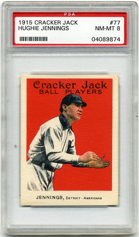 1915 Cracker Jack #77 Hughie Jennings PSA 8