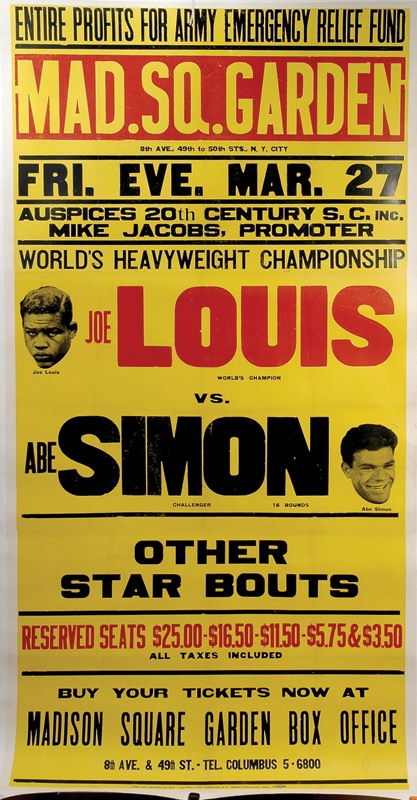 Huge Joe Louis vs. Abe Simon On Site Fight Poster