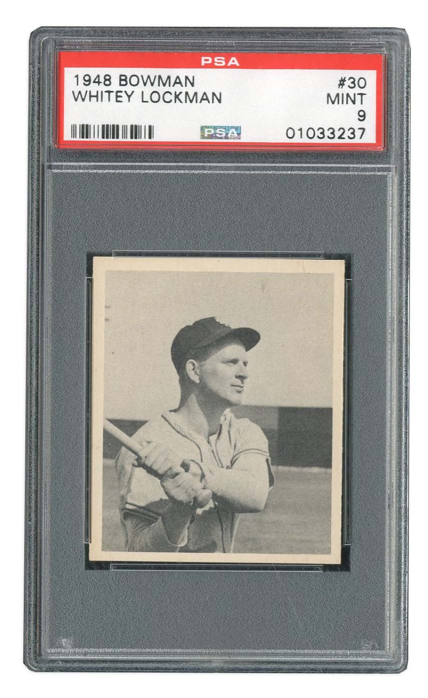 1948 Bowman #30 Whitey Lockman SP Rookie Card - PSA MINT 9