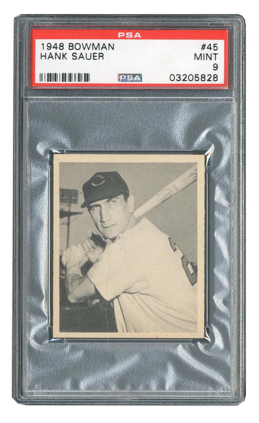 1948 Bowman #45 Hank Sauer Rookie Card - PSA MINT 9