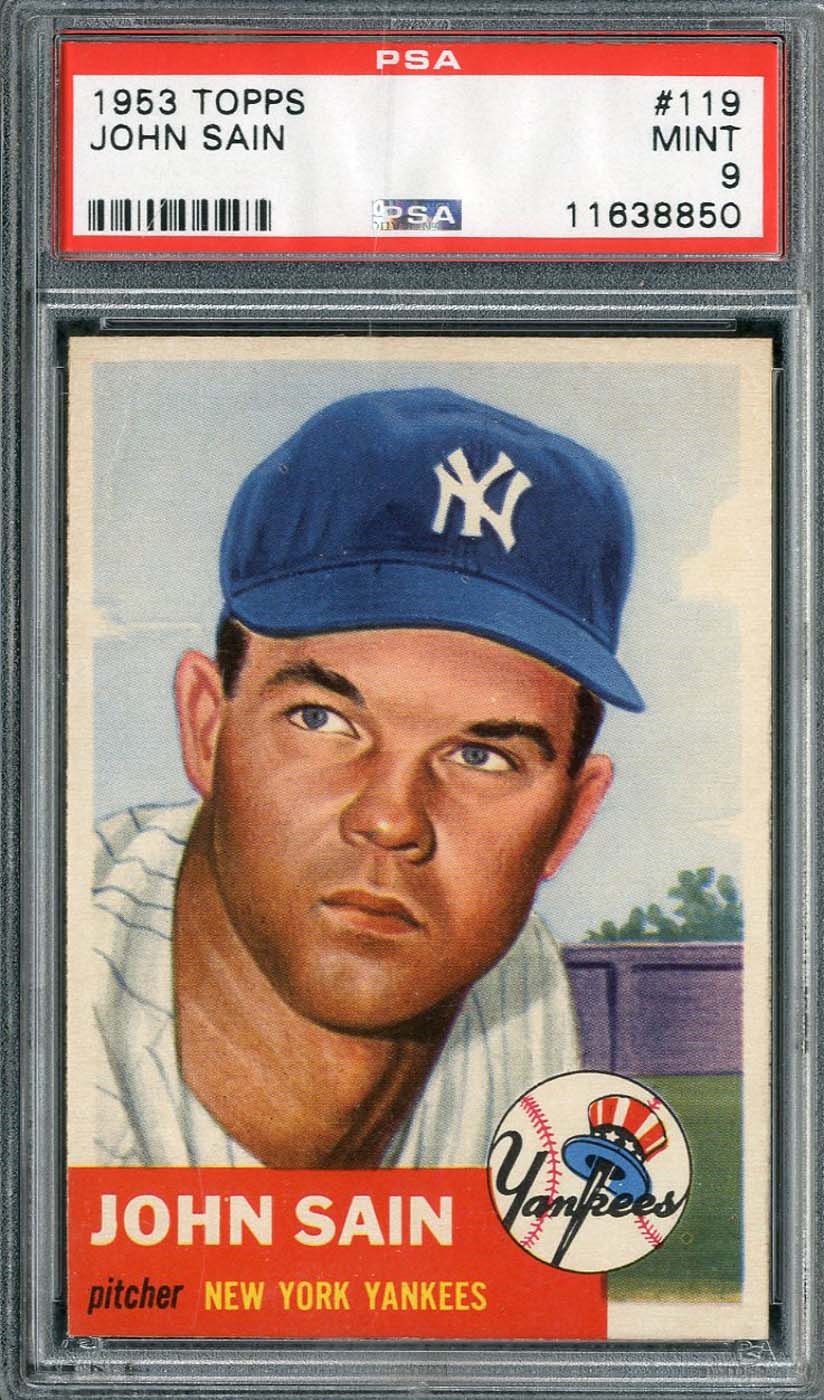 1953 Topps #119 Johnny Sain - PSA MINT 9