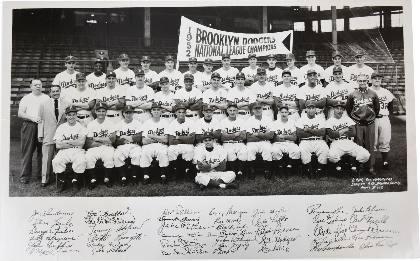 1952 Brooklyn Dodgers Starting Lineup Original News Photograph,, Lot  #80503