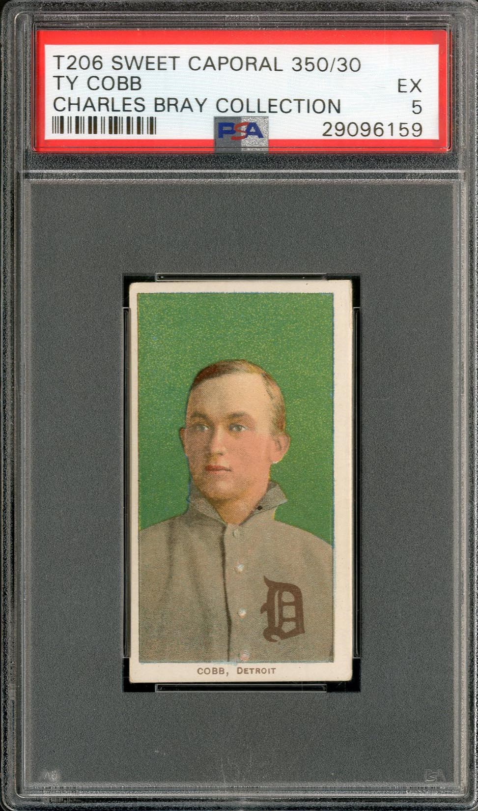 1909 T206 Ty Cobb GREEN Portrait PSA EX 5 - The Charles Bray Collection