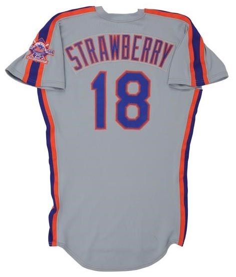 1988 Darryl Strawberry Game Worn New York Mets Jersey.  Baseball, Lot  #83399
