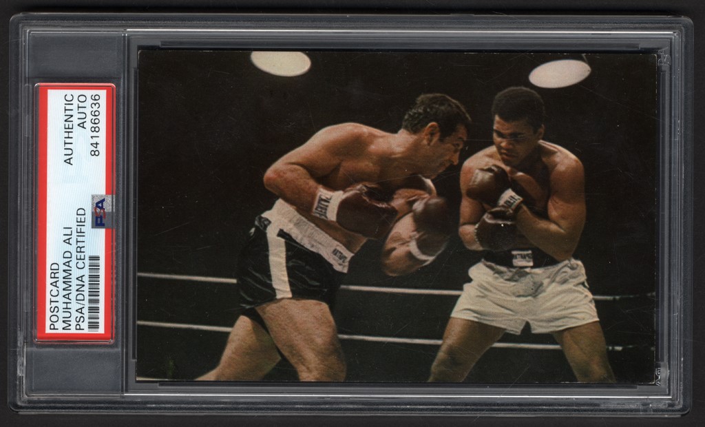 Muhammad Ali & Boxing - 1970 Ali v. Marciano "Super Fight" Postcard Signed by Muhammad (PSA)