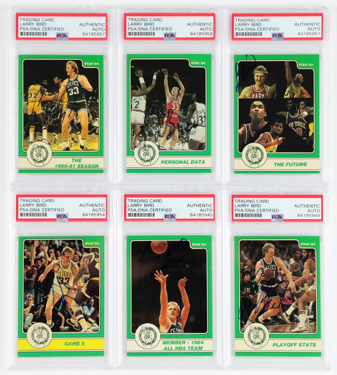 Basketball - 1984 Star Co. Larry Bird Signed Cards - PSA (6)