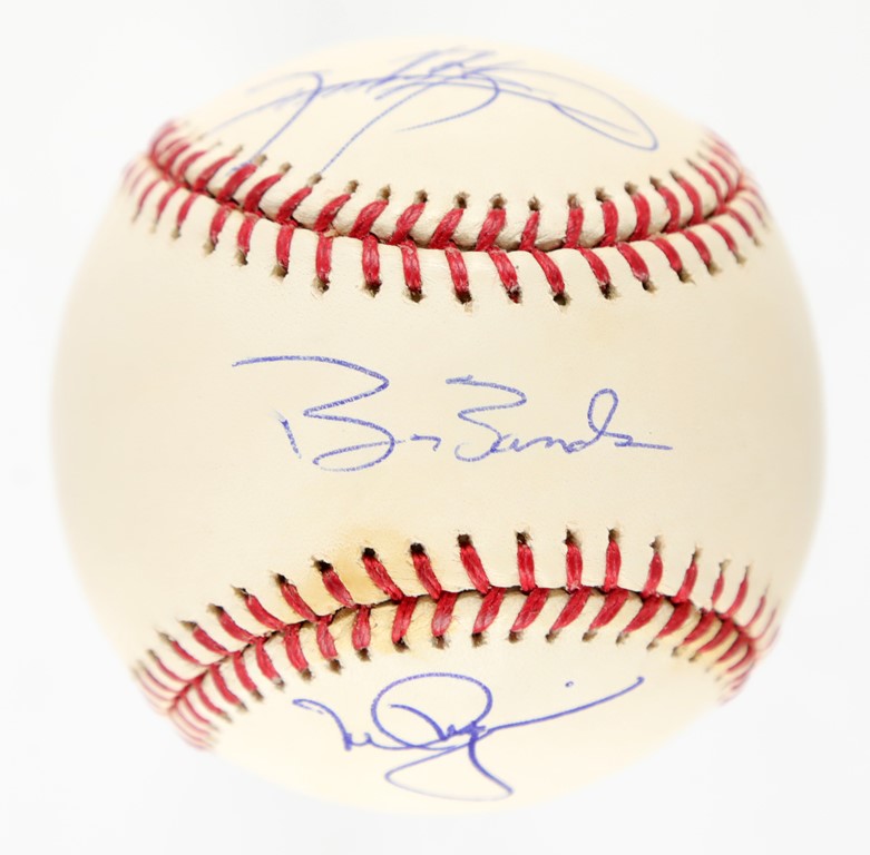 Baseball Autographs - McGwire, Sosa, and Barry Bonds Signed Baseball