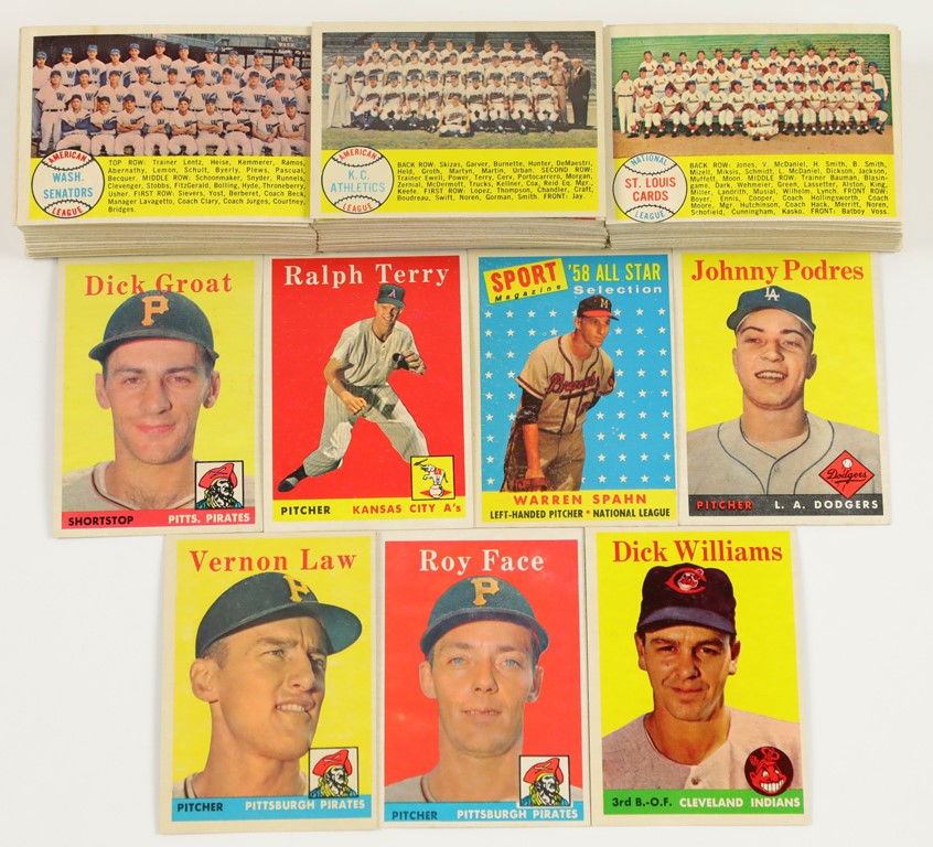 Baseball and Trading Cards - 1958 Topps Baseball High Grade Hoard (160)