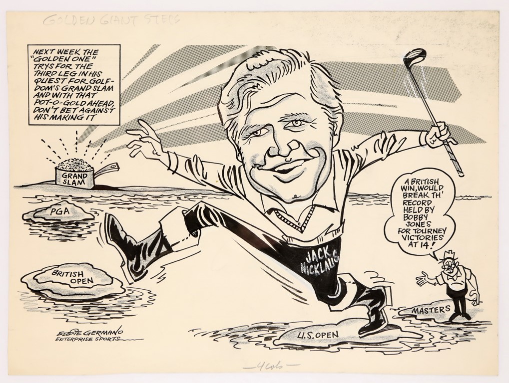 Eddie Germano - 1972 Jack Nicklaus Moving Towards Bobby Jones Record Original Artwork by Eddie Germano