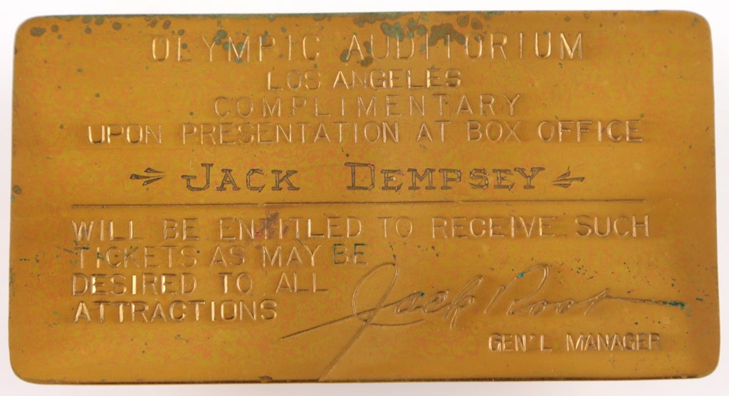 Muhammad Ali & Boxing - 1930s Jack Dempsey "Gold" Pass