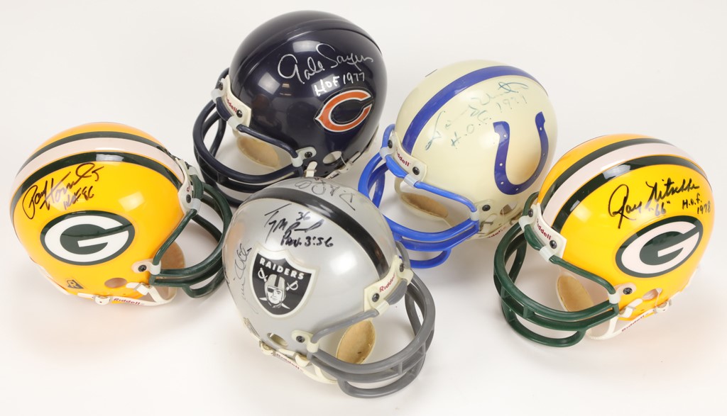 - Football Hall of Famers and Stars Signed Mini-Helmets with Johnny Unitas