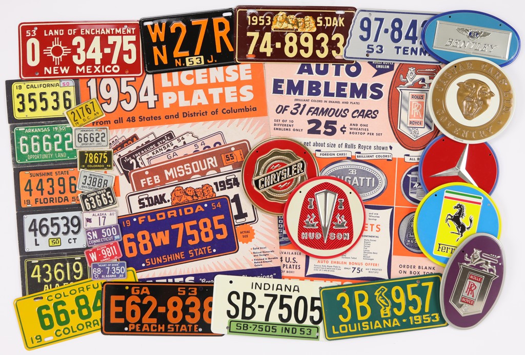 1950s Wheaties Auto-Themed Cards, Sets, Mini Metal License Plates & More