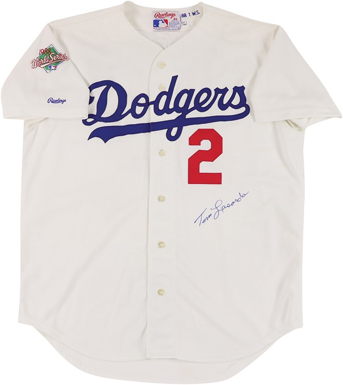 Charitybuzz: Tommy Lasorda Signed Game Used Baseball & Signed Jersey